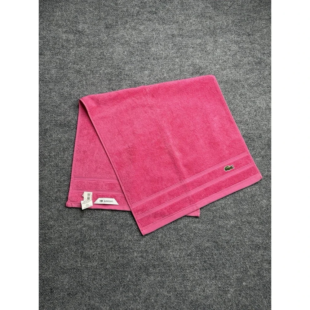Lacoste Hand Towel Pink Cotton 16x30 Crocodile Logo Bath Spa Gym NWT Soft